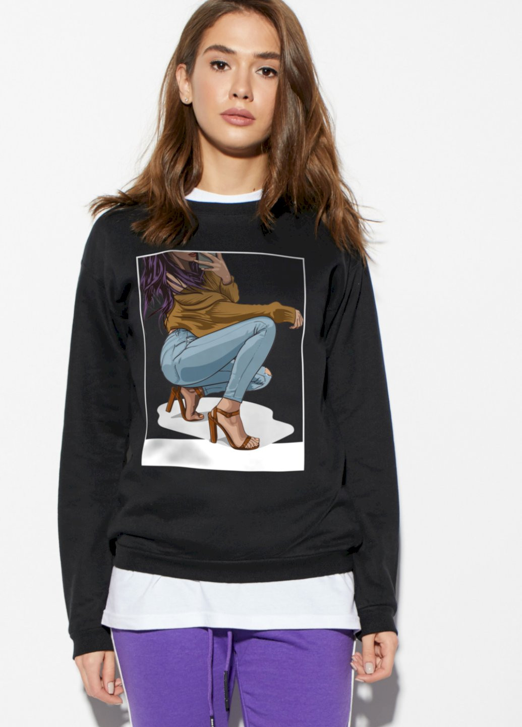 Чорний світшот basic YAPPI (201488060)