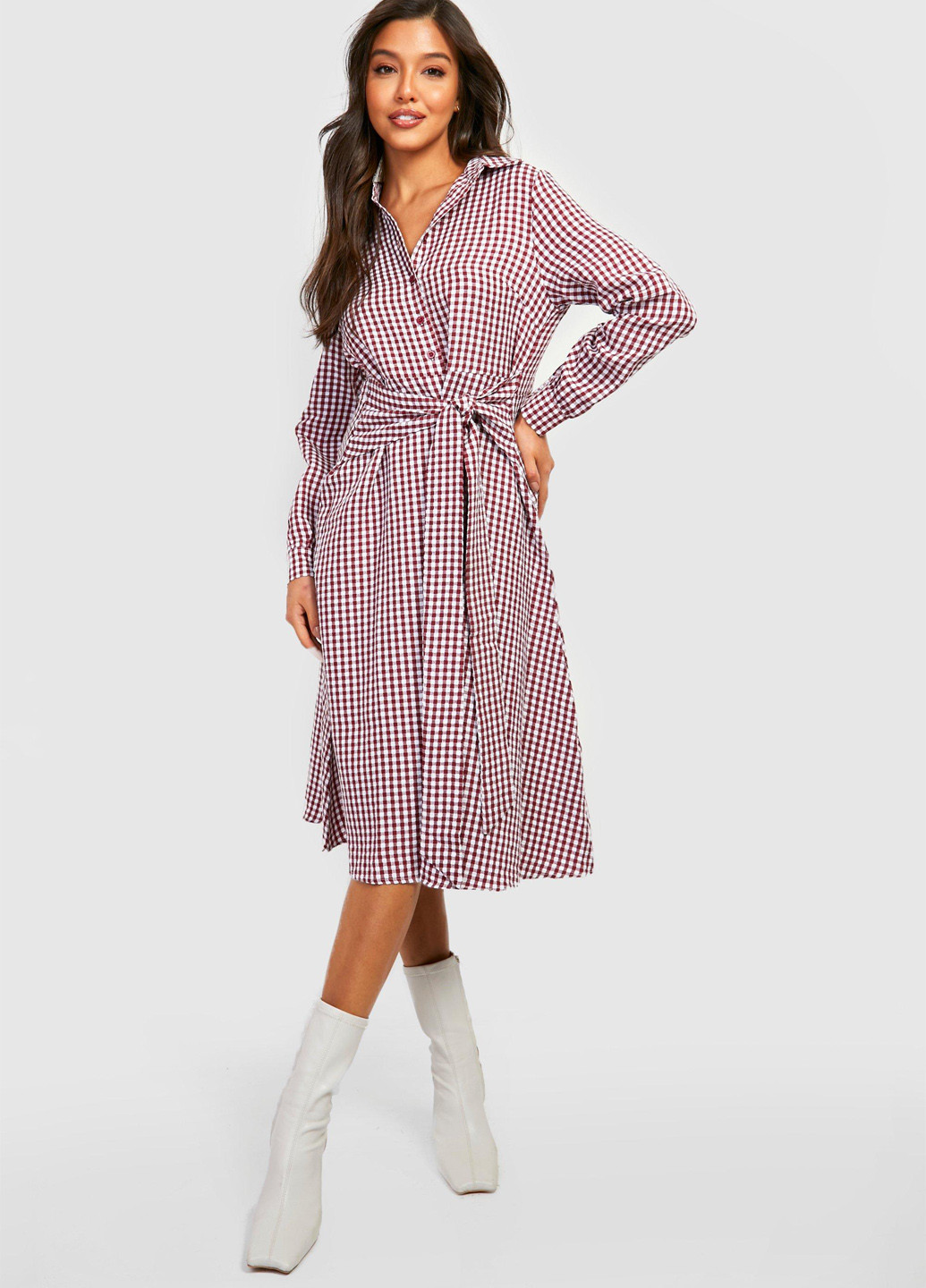 Комбінована кежуал сукня кльош Boohoo в клітинку