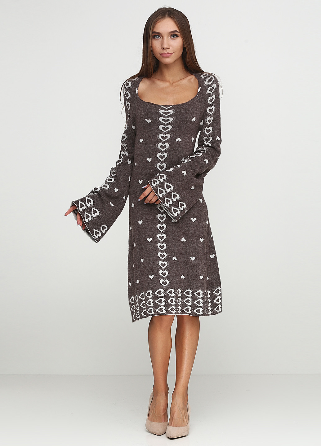 Коричневое кэжуал платье Oblique с орнаментом