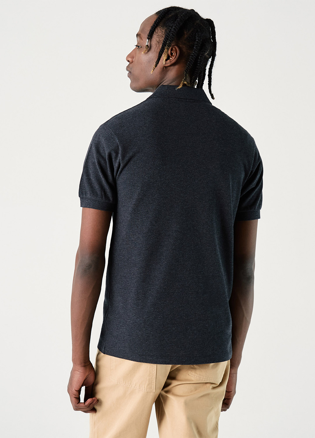 Темно-серая футболка-поло для мужчин Lacoste меланжевая