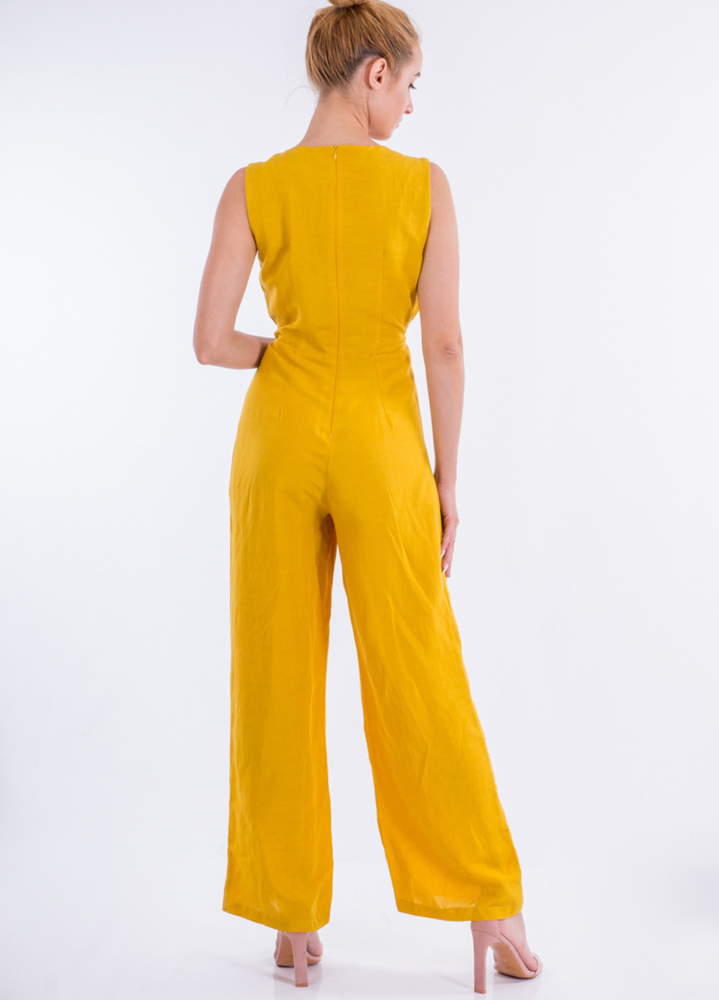 Комбинезон Sarah Chole комбинезон-брюки цветочный жёлтый кэжуал полиэстер, лен