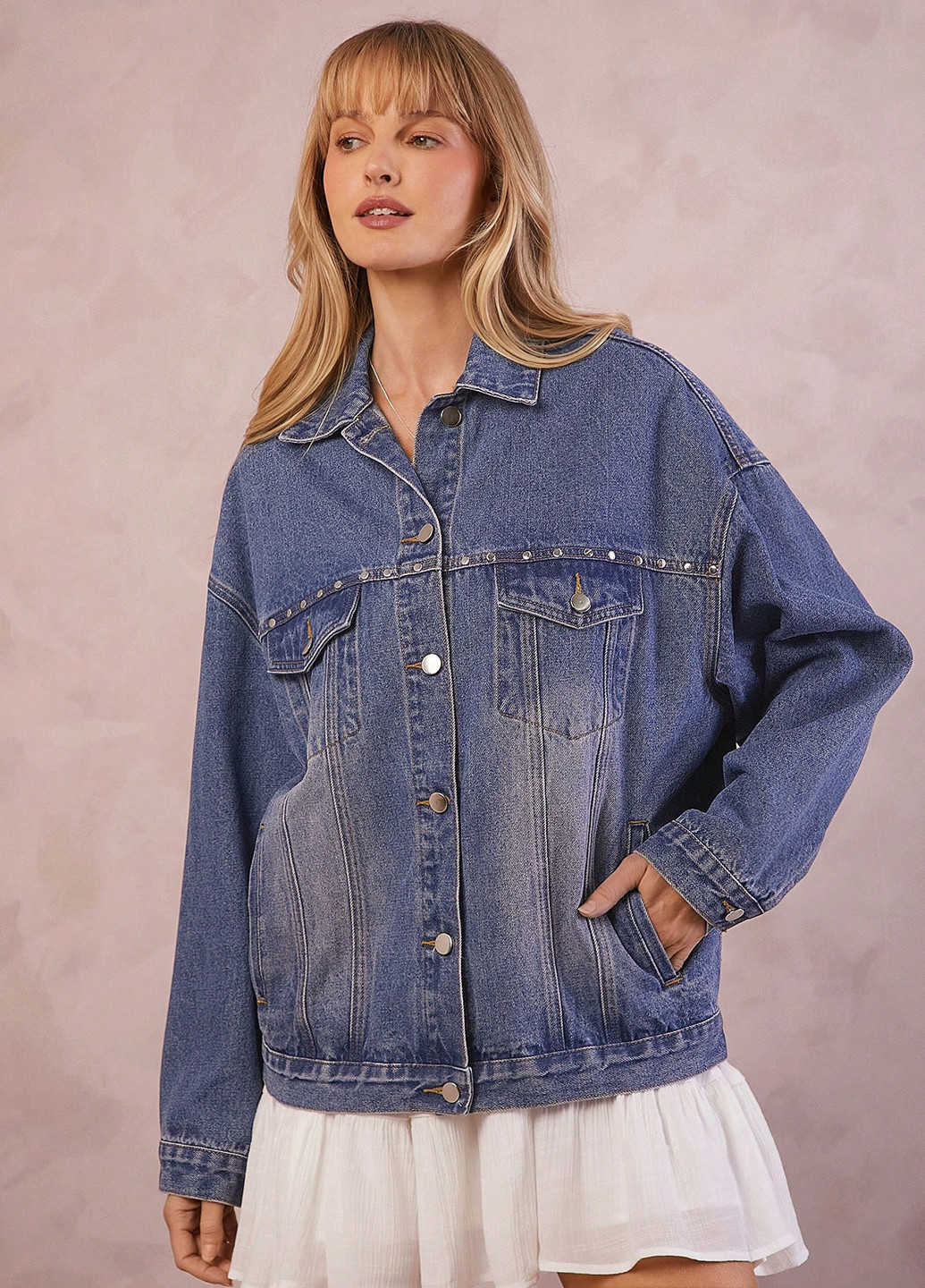 Синий женский жакет SHEIN однотонный - демисезонный