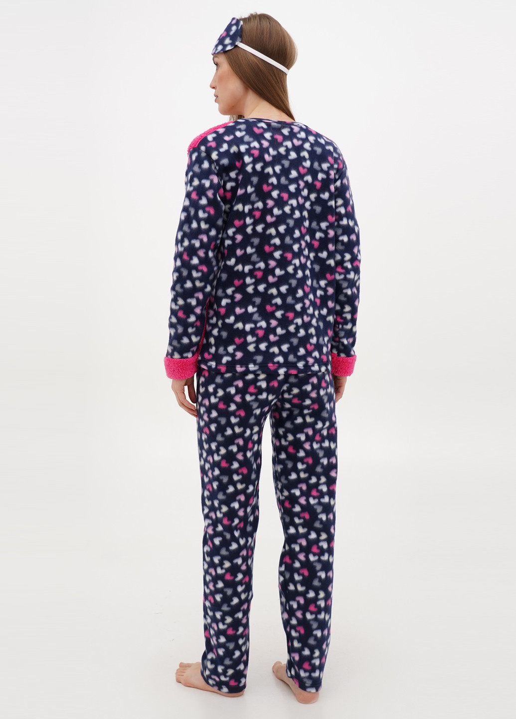Малиновая зимняя пижама (свитшот, брюки, маска для сна) Adalya