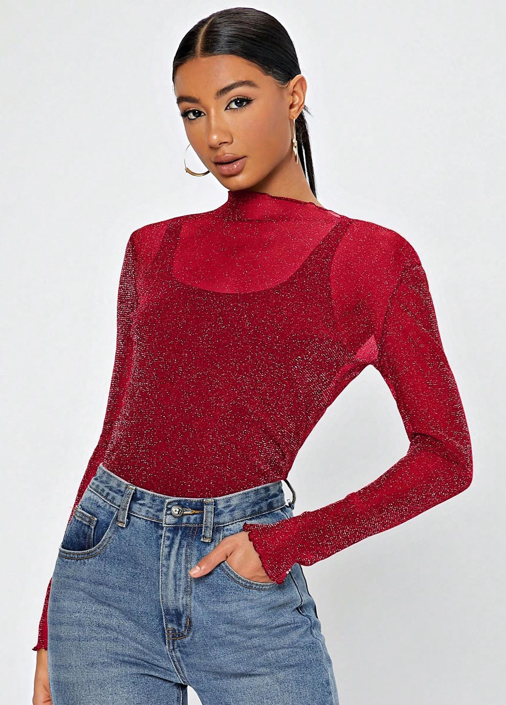 Бордовая блуза SHEIN