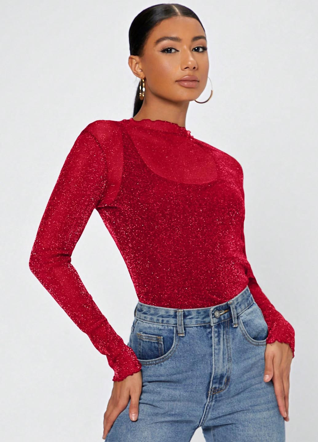 Бордовая блуза SHEIN