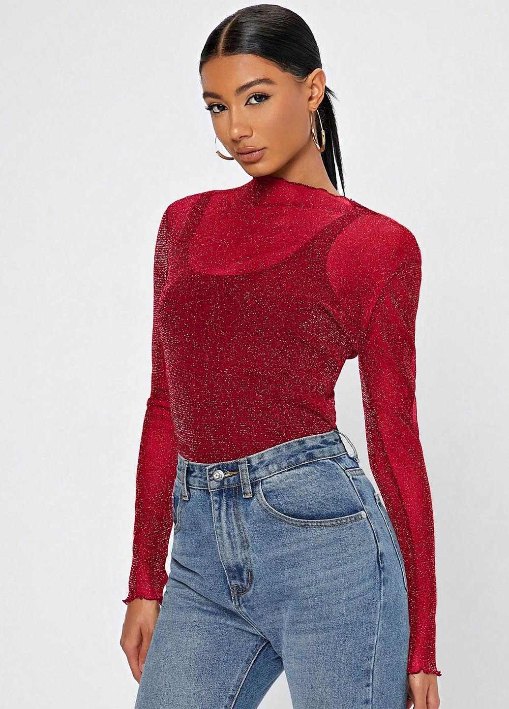 Бордовая блуза SHEIN