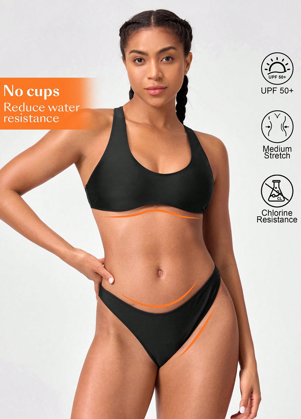 Чорний літній купальник (бюст, трусики) роздільний SHEIN