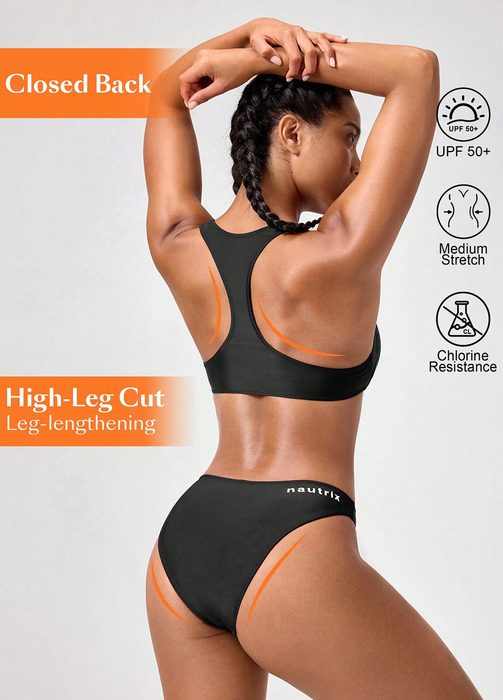 Чорний літній купальник (бюст, трусики) роздільний SHEIN