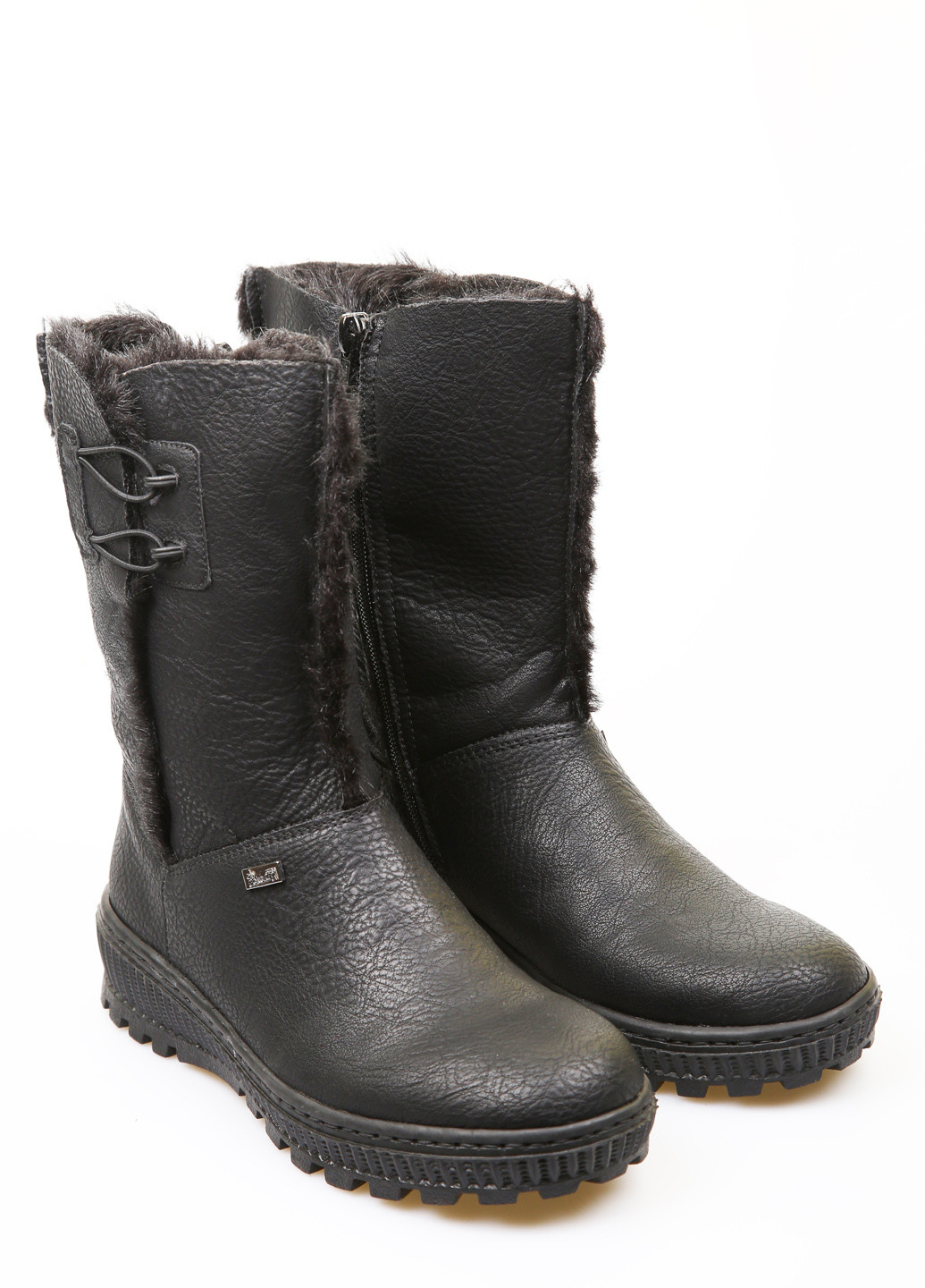 Черные зимние полусапоги Rieker