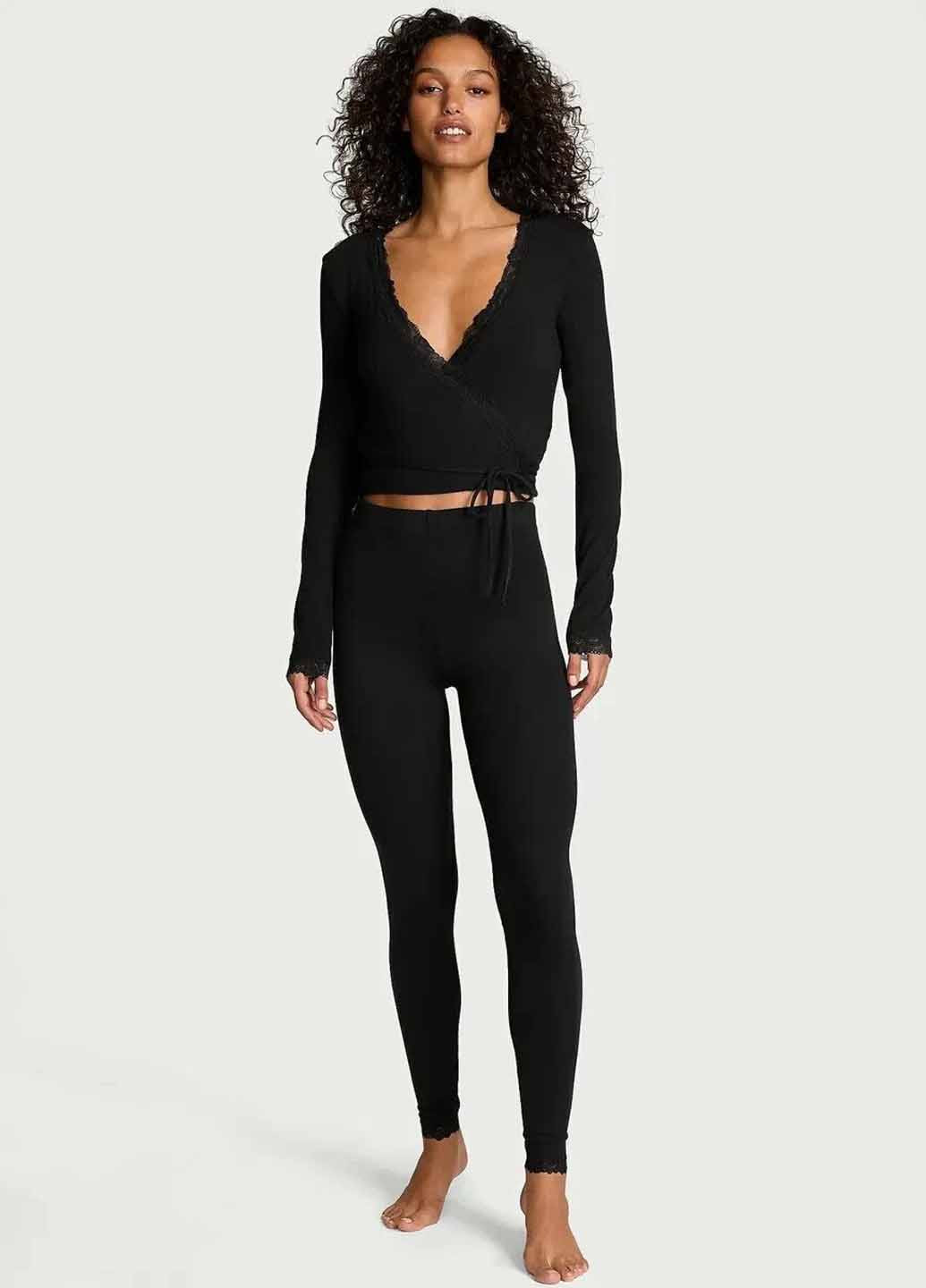 Чорний демісезонний комплект (кофта, легінси) Victoria's Secret
