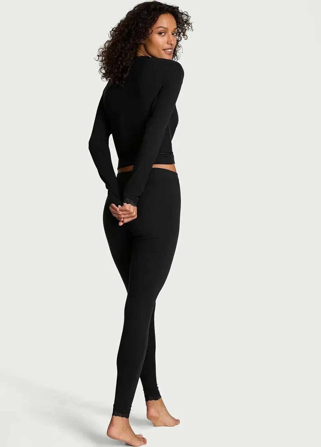 Чорний демісезонний комплект (кофта, легінси) Victoria's Secret