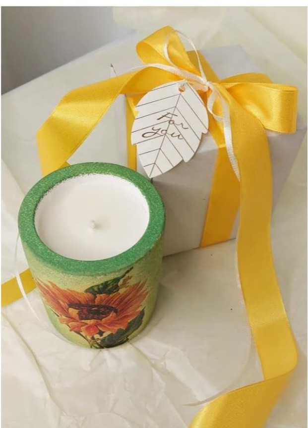 Чарівна handmade свічка "Соняшник" 34-36 годин горіння BeautlyMaysternya (255288271)