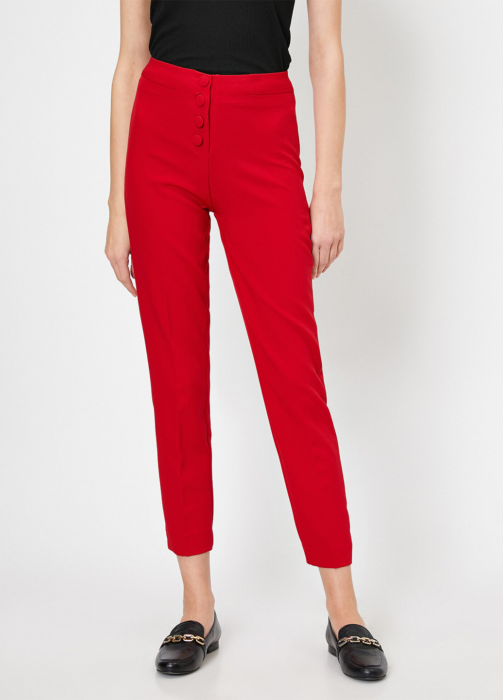 Красные кэжуал демисезонные укороченные, зауженные брюки KOTON