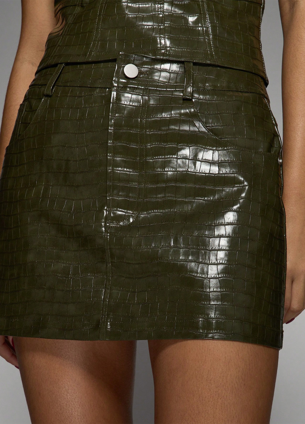 Оливковая (хаки) кэжуал однотонная юбка SHEIN карандаш