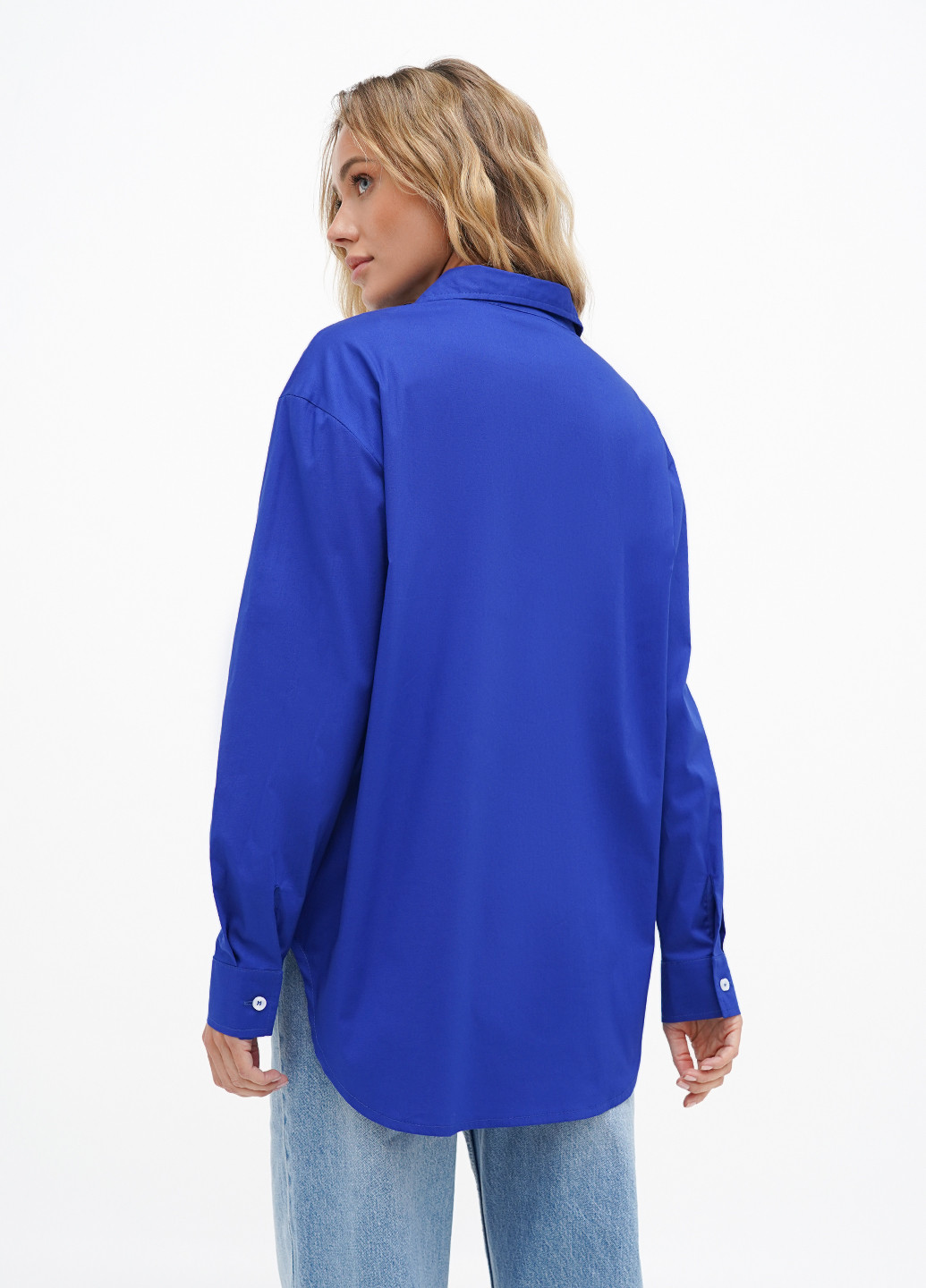 Синяя кэжуал рубашка однотонная KASTA design