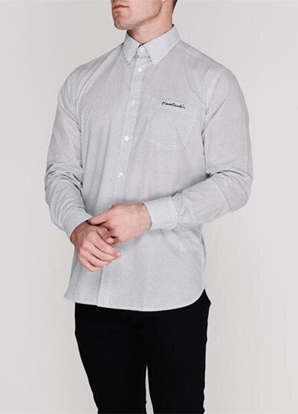 Черно-белая кэжуал рубашка с геометрическим узором Pierre Cardin
