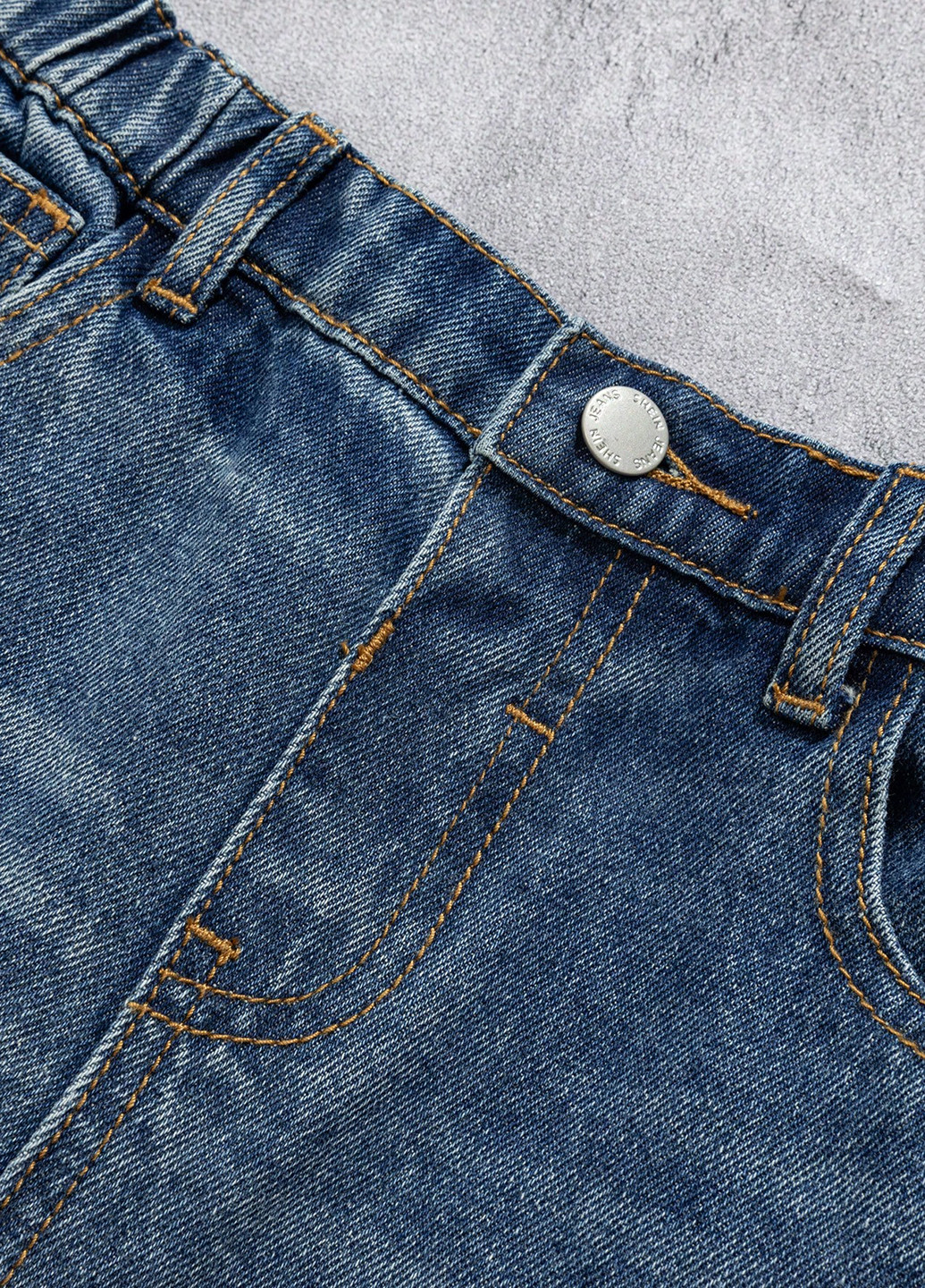 Синие демисезонные прямые джинсы SHEIN