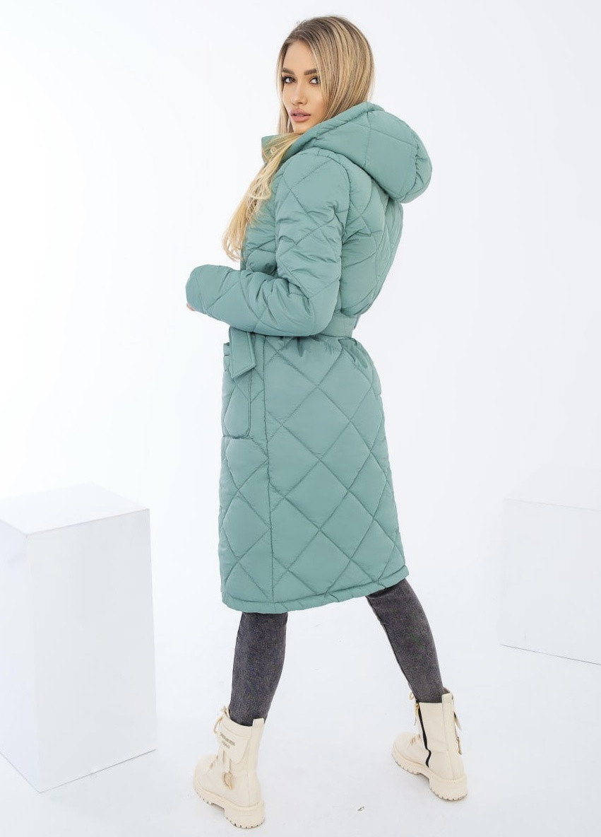 Бірюзова зимня стьобане пальто Elegans