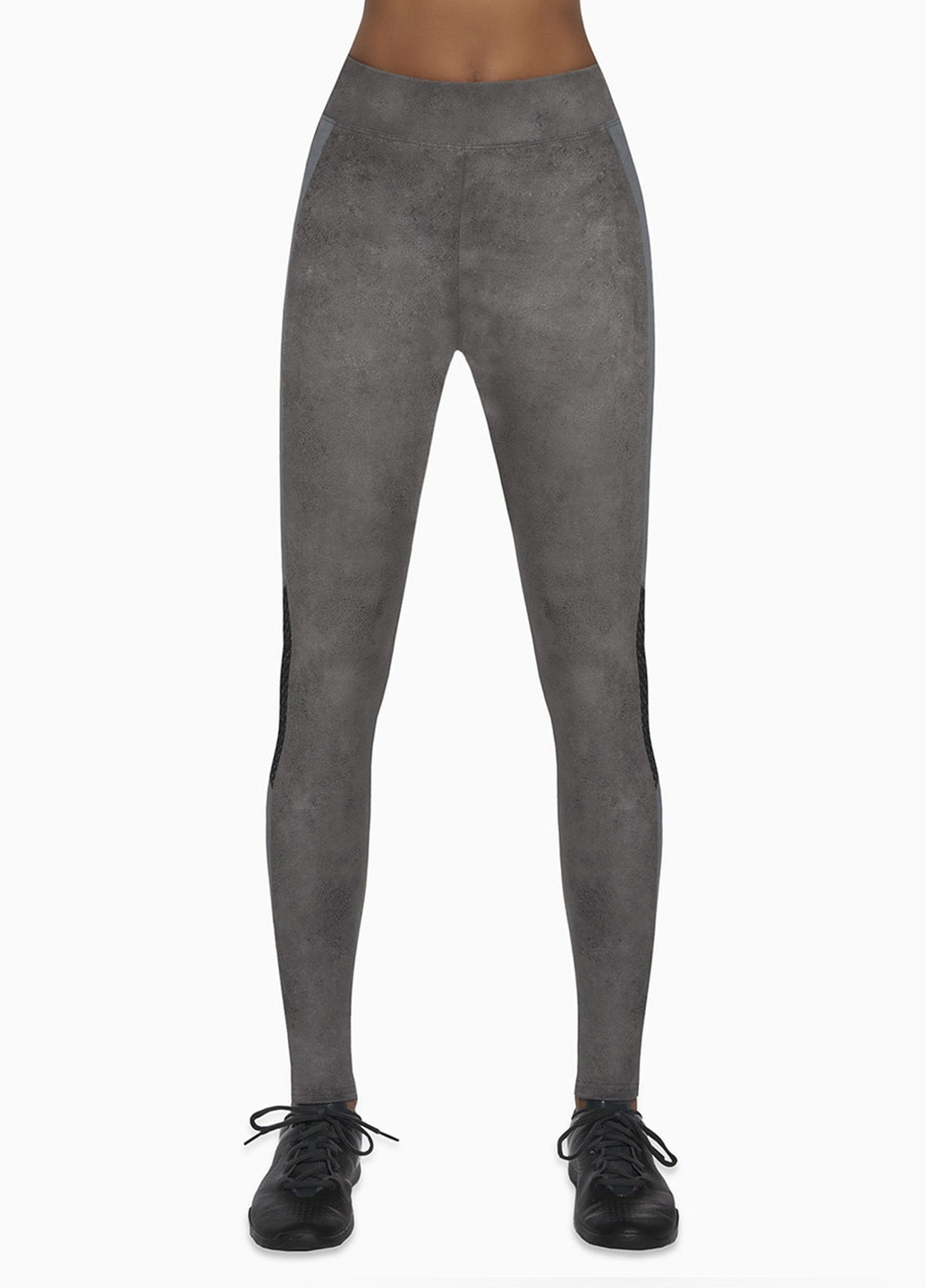 Черно-белые демисезонные женские спортивные леггинсы для фитнеса (7014) l l Bas Bleu