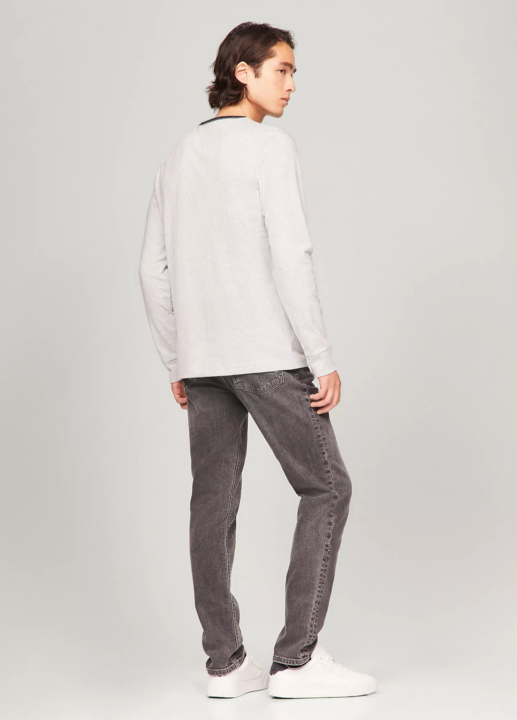 Светло-серый демисезонный кэжуал лонгслив Tommy Hilfiger меланж