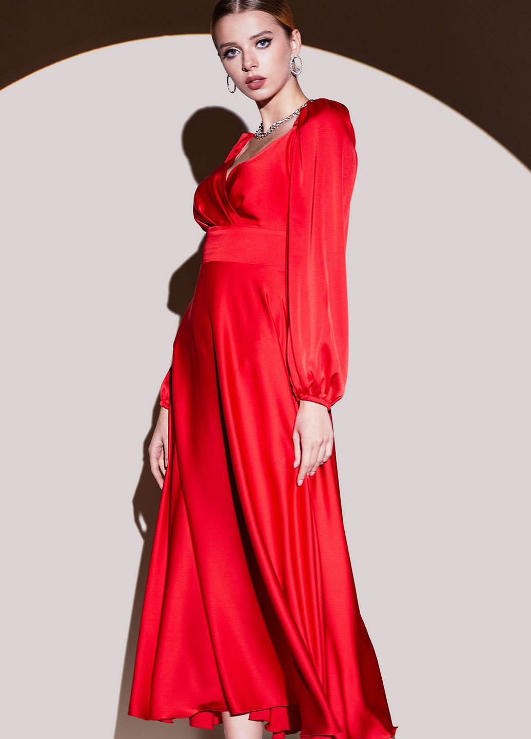 Червона вечірня плаття, сукня в стилі армпір Vovk однотонна