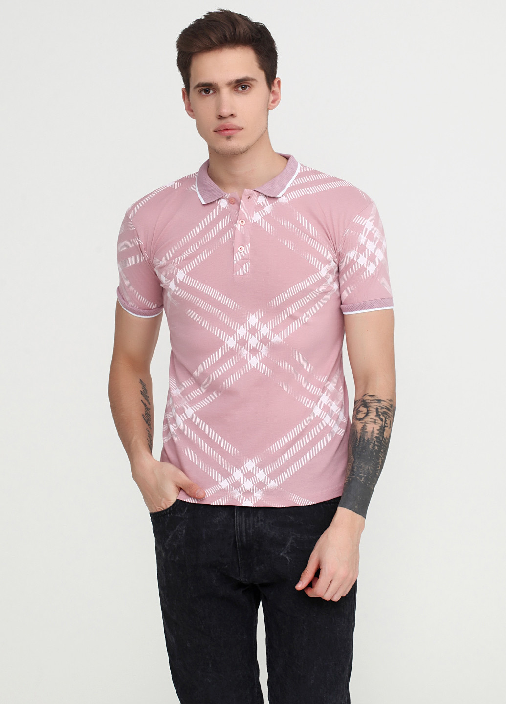 Темно-розовая футболка-поло для мужчин Barazza с абстрактным узором