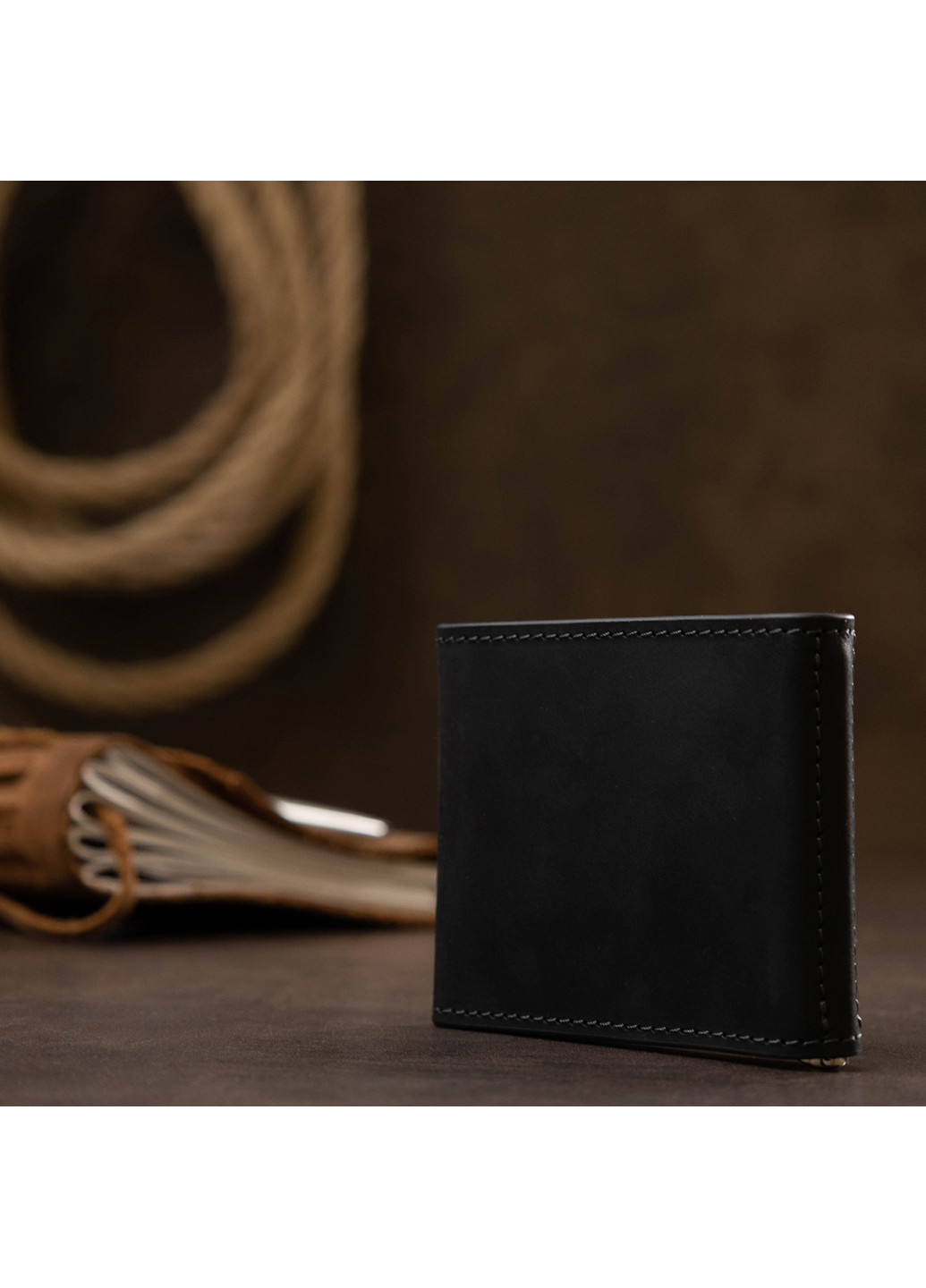 Чоловік шкіряний затиск для грошей 10х8х1,5 см Grande Pelle (250097190)