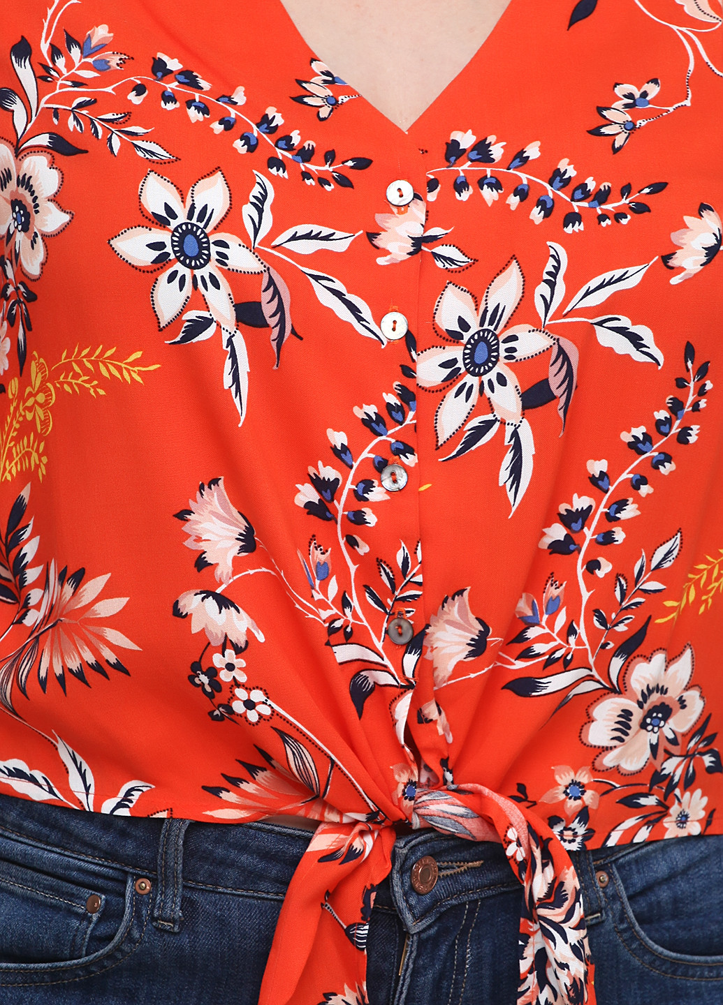 Оранжево-красная летняя блуза By Very
