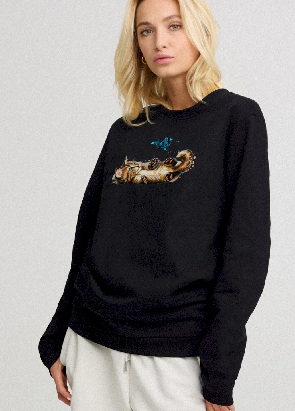 Чорний свитшот женский oversize /no flis/ YAPPI (254658751)