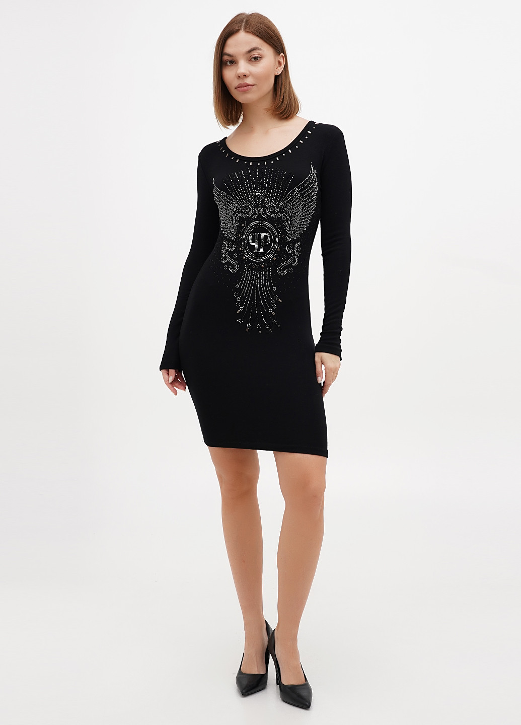 Чорна вечірня сукня силуетна Sassofono однотонна