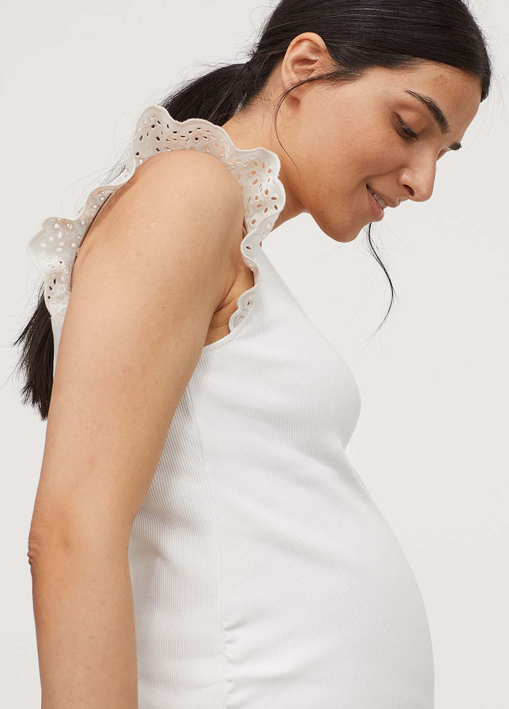 Майка для вагітних H&M біла кежуал бавовна