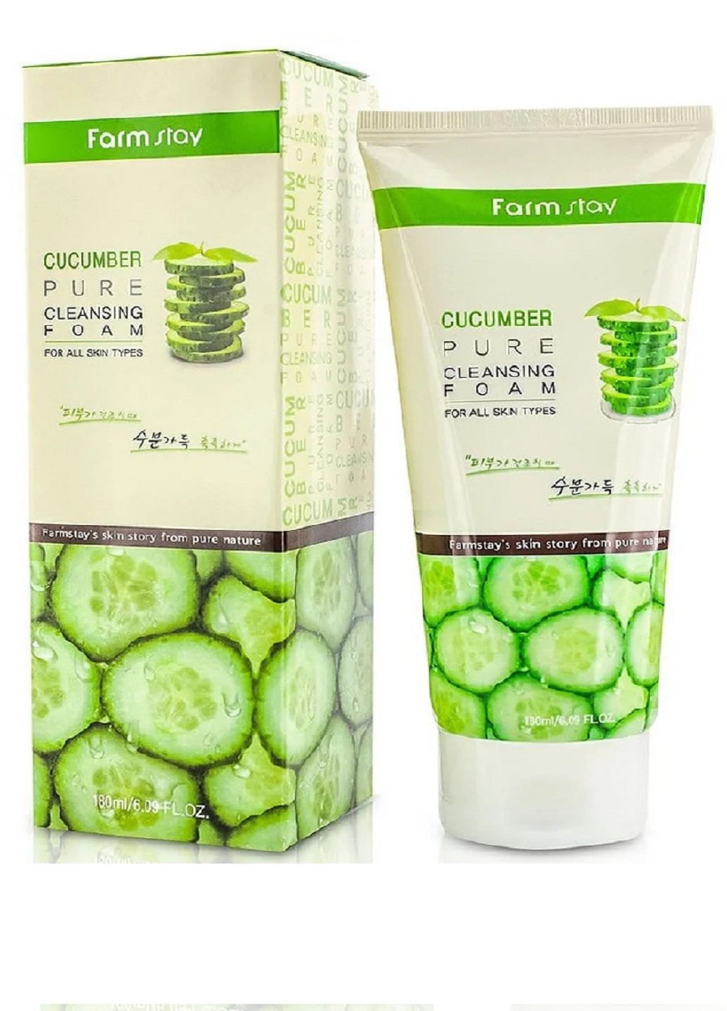 Пінка для вмивання обличчя з екстрактом огірка Cucumber Pure Cleansing Foam, 180 мл FarmStay (219907616)