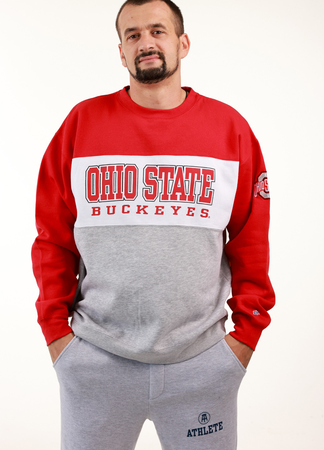 Комбінований світшот Blue 84 колор блок вишивка (359854804)