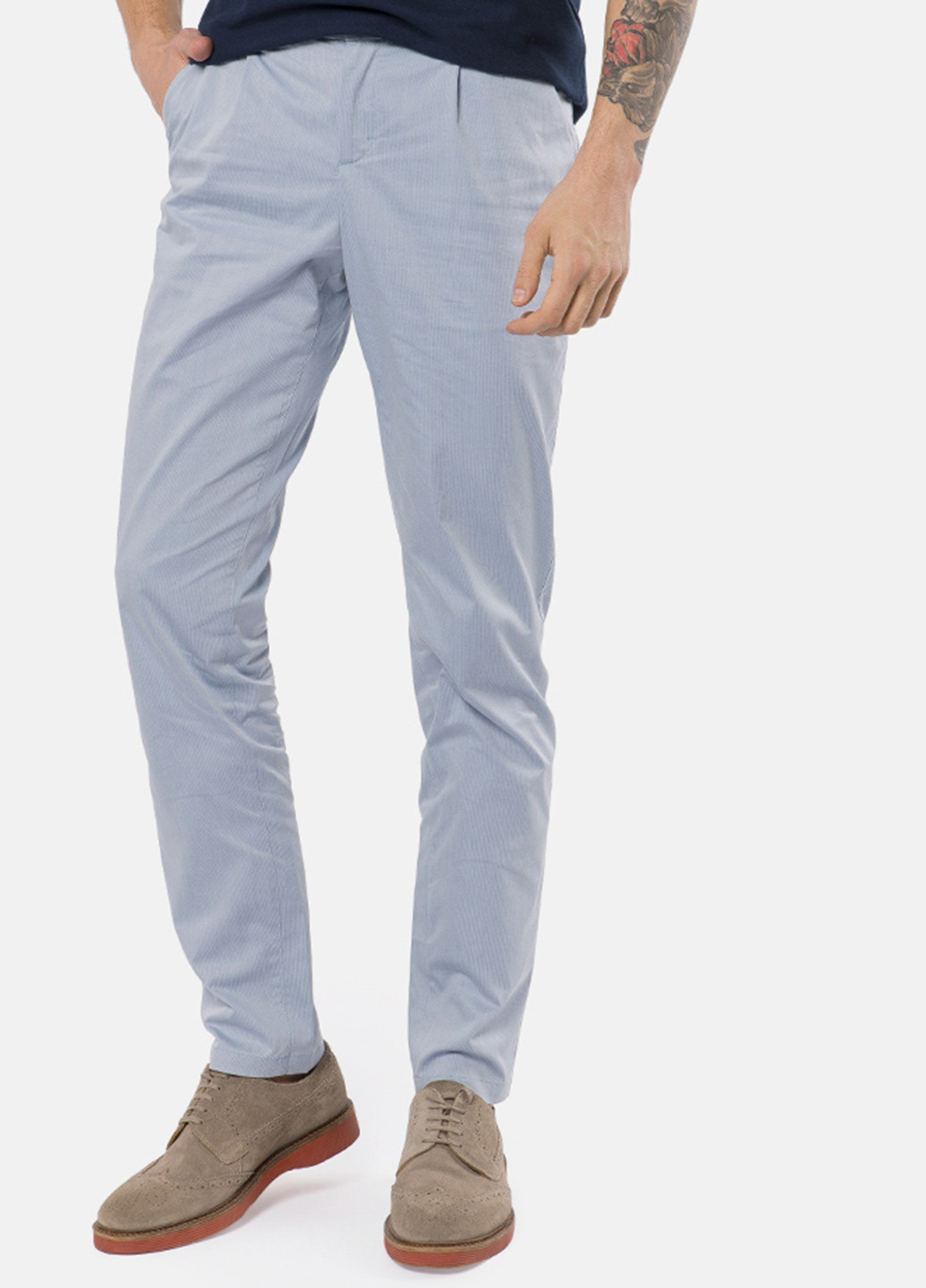 Голубые кэжуал демисезонные со средней талией брюки MR 520