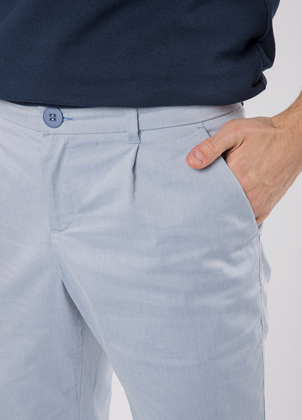 Голубые кэжуал демисезонные со средней талией брюки MR 520