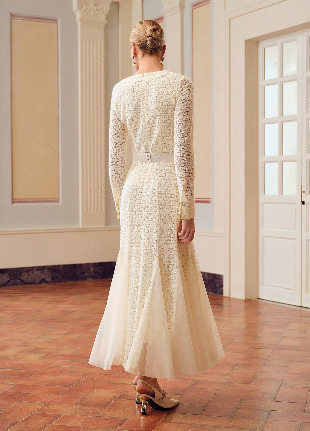 Кремовое праздничный платье годе, платье-жакет SHEIN однотонное