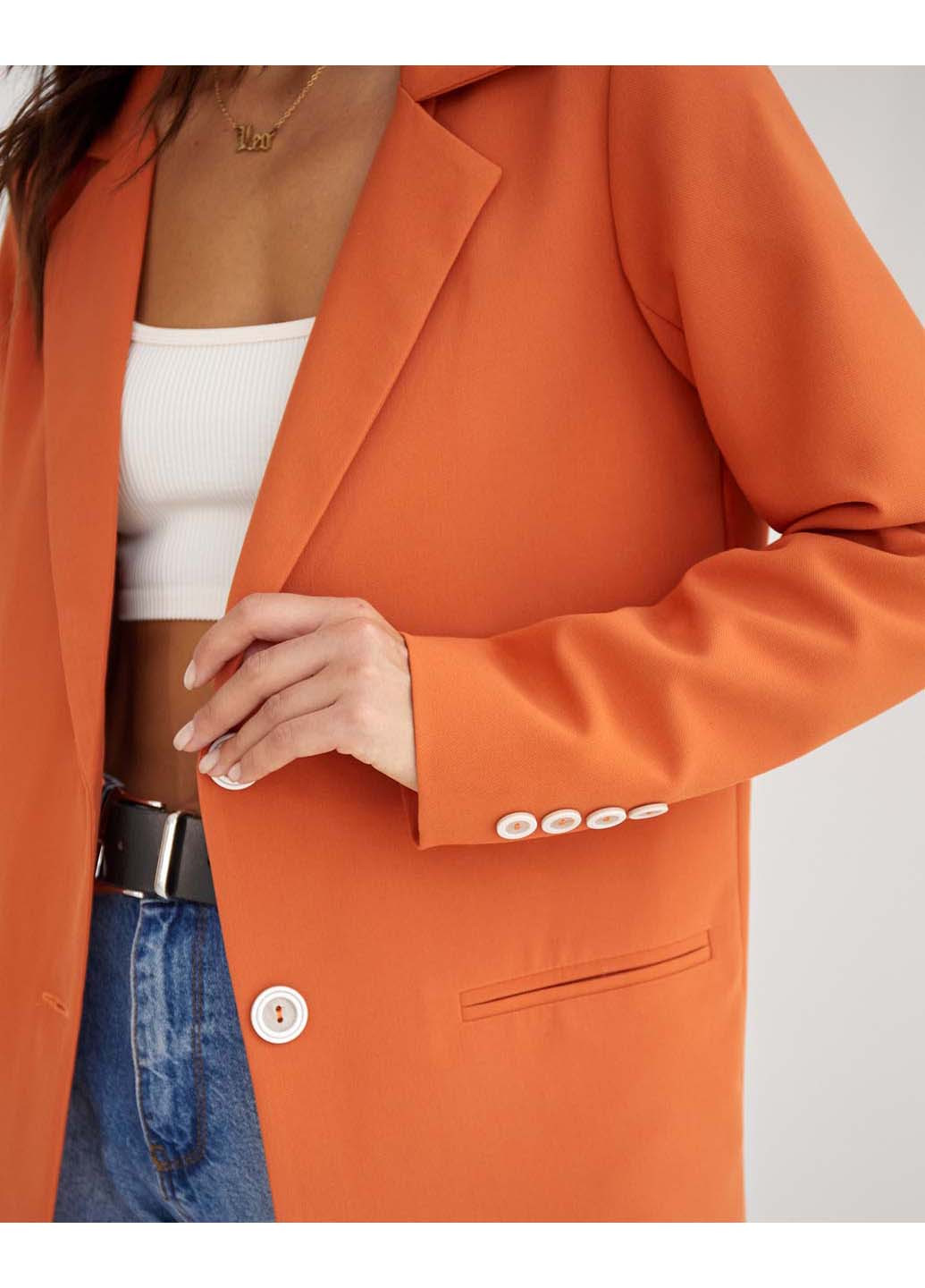 Жакет SL-Fashion однотонний помаранчевий кежуал еластан, віскоза, поліестер