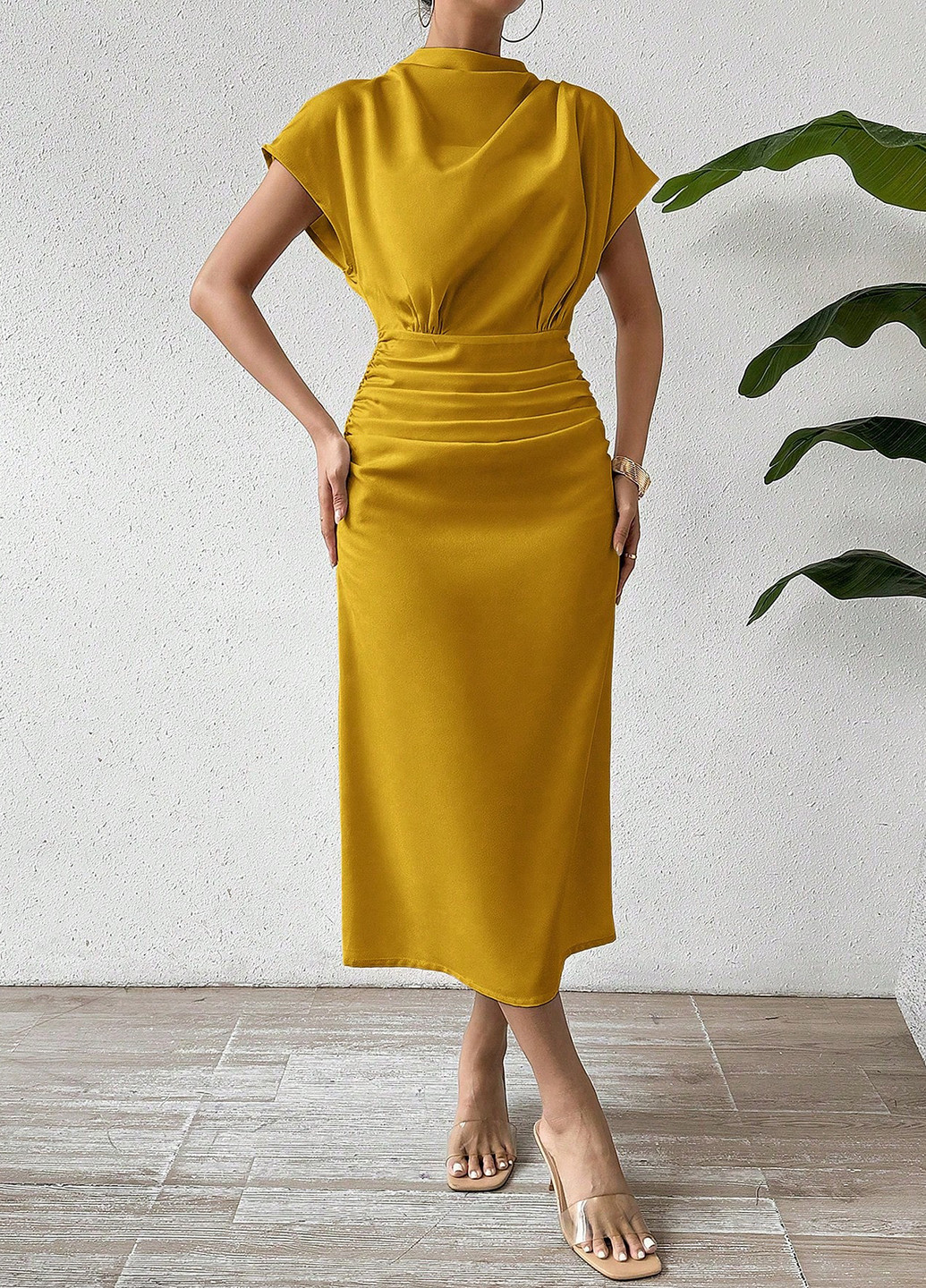 Жовтий кежуал сукня а-силует SHEIN однотонна