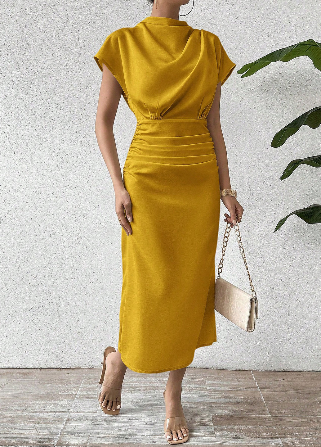 Жовтий кежуал сукня а-силует SHEIN однотонна