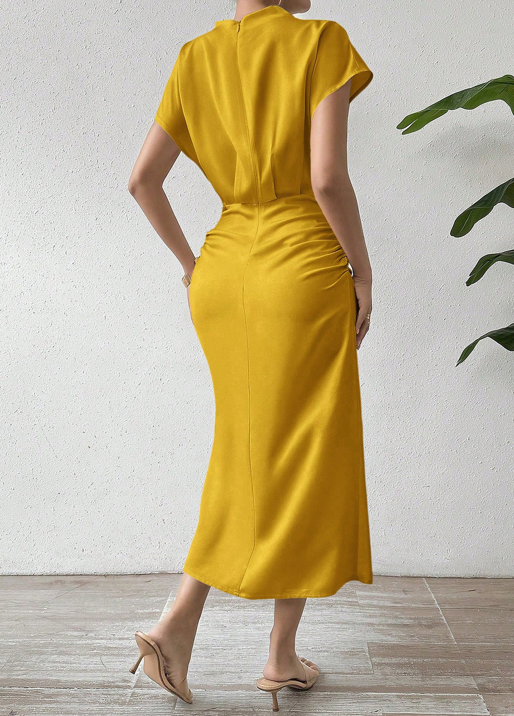 Жовтий кежуал сукня а-силует SHEIN однотонна