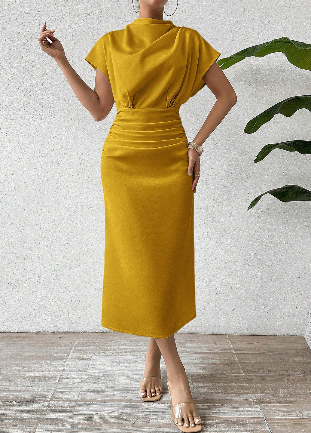 Жовтий кежуал сукня а-силует SHEIN однотонна