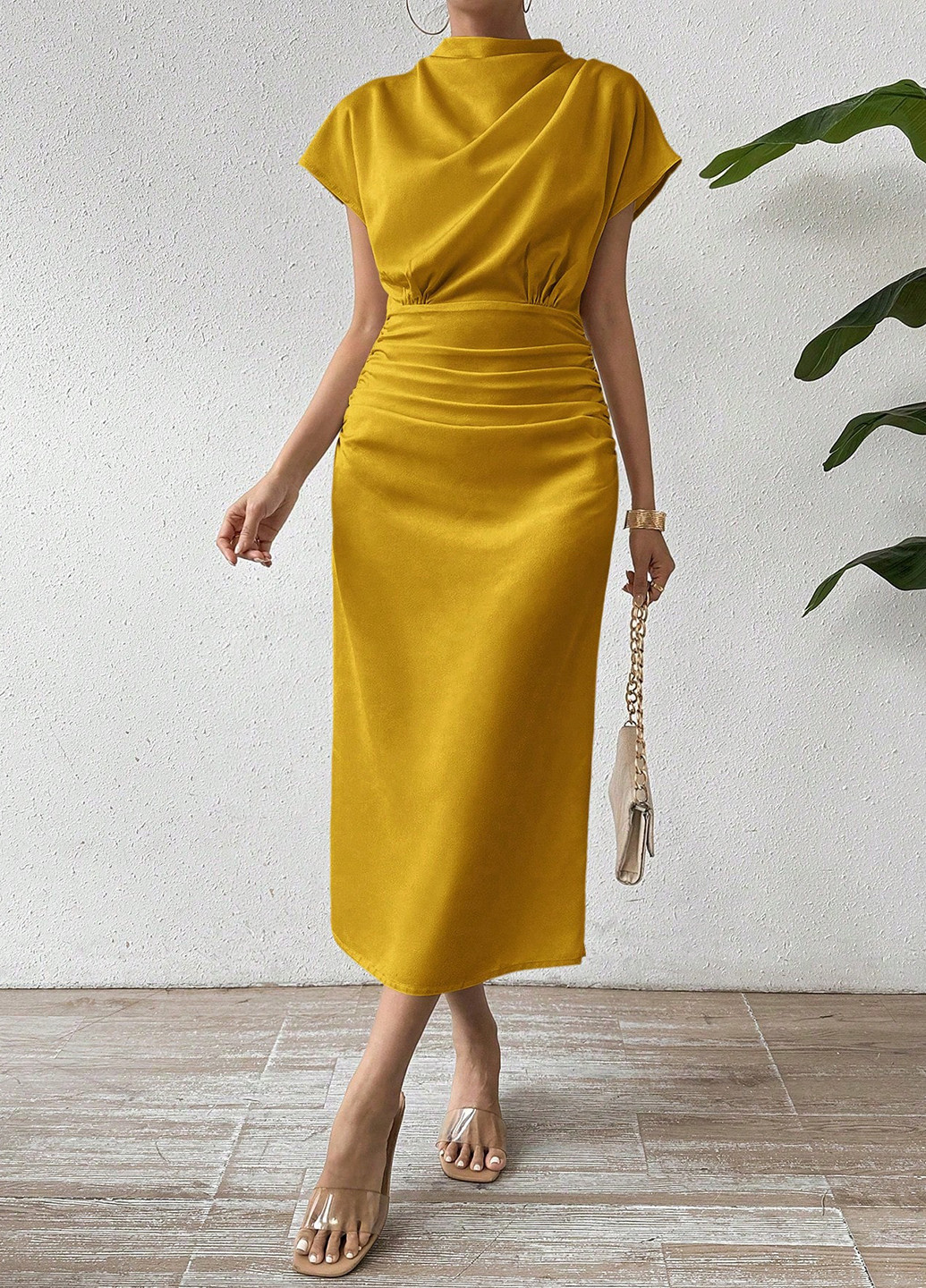 Жовтий кежуал сукня а-силует SHEIN однотонна