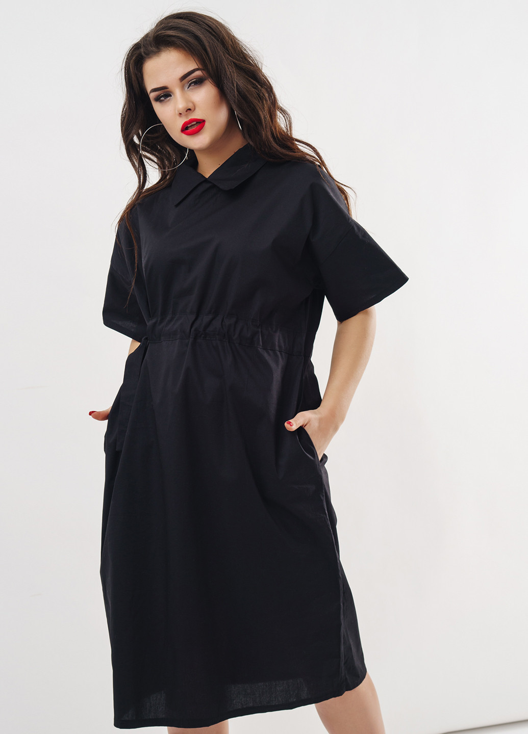 Черное кэжуал платье New Style однотонное