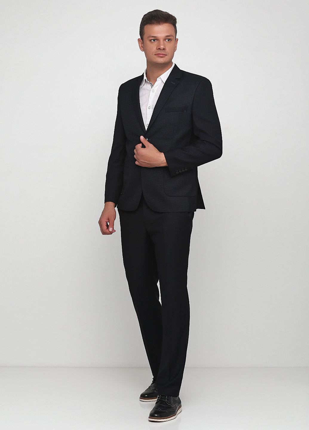 Черный демисезонный костюм (пиджак, брюки) с длинным рукавом, брючный Federico Cavallini