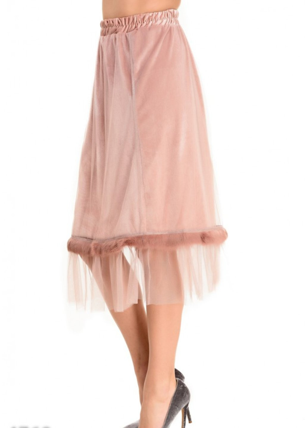 Розовая вечерний однотонная юбка ISSA PLUS