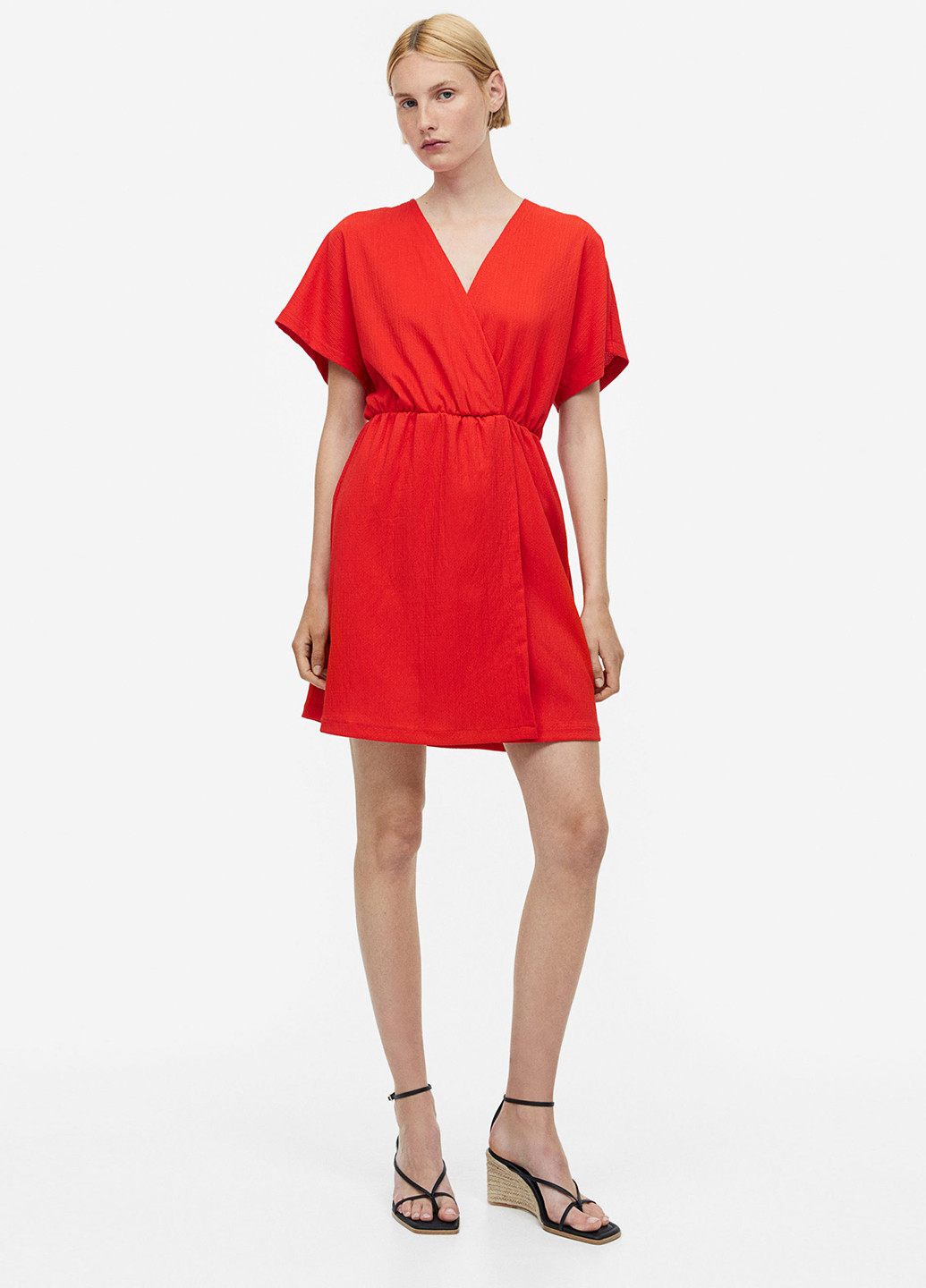 Червона кежуал сукня на запах H&M однотонна