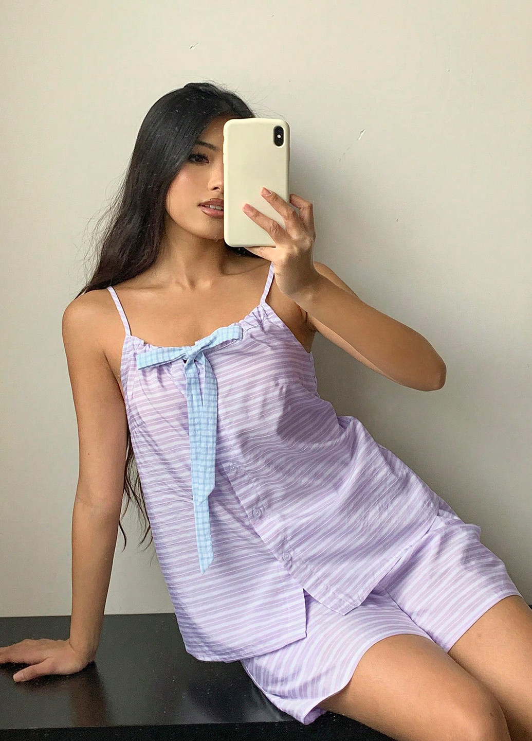 Фіолетова всесезон піжама (майка, шорти) майка + шорти SHEIN