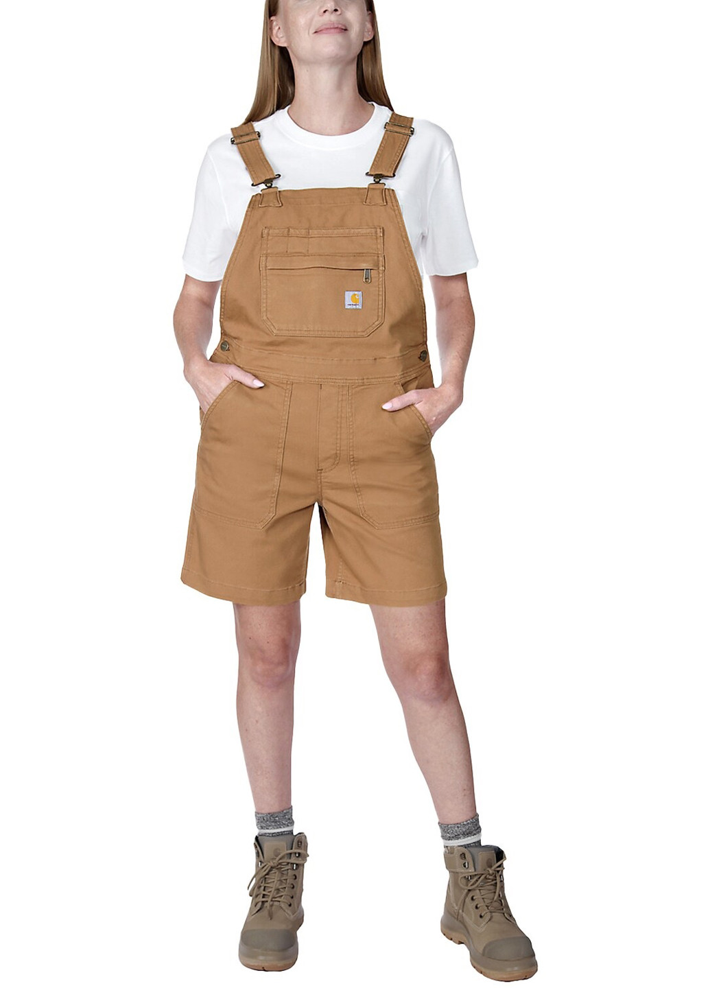 Комбінезон Carhartt комбінезон-шорти однотонний гірчичний джинсовий джинс, бавовна