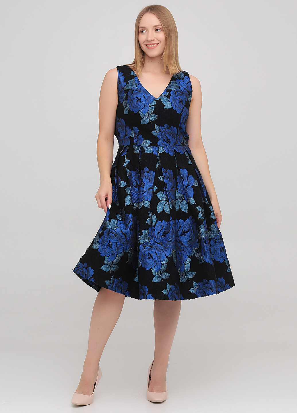 Темно-синя кежуал сукня кльош Louche з квітковим принтом