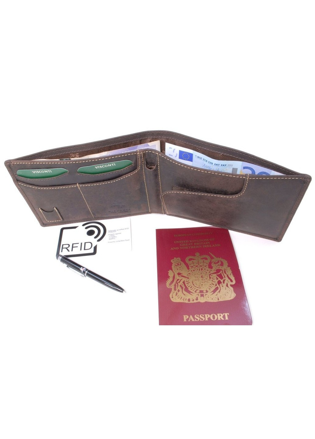 Чоловічий шкіряний гаманець 726 - Jet oil tan (RFID) Visconti (254314313)